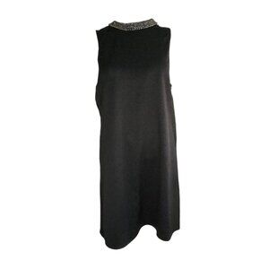 Socialite Dress Womens Size XL Solid Black Jeweled Beaded Neckline Sleeveless‎
